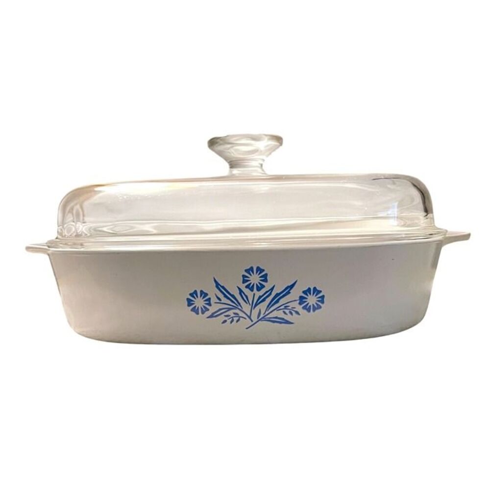 Vintage Corning Ware Blue Cornflower Baking Dish 2 Quart With Glass Lid